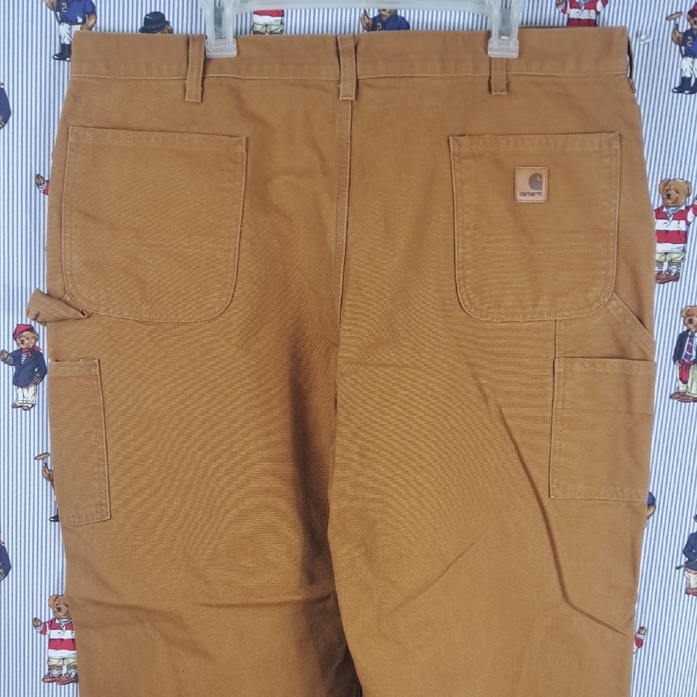 Carhartt B11 Brown Dungaree fit brown canvas carpenter work wear pants Sz 42/42
